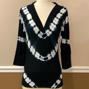 Boston proper Tie-Dye split Sleeve Sweater Navy S